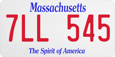 MA license plate 7LL545