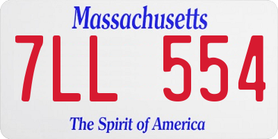 MA license plate 7LL554