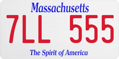 MA license plate 7LL555