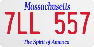 MA license plate 7LL557