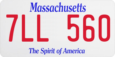 MA license plate 7LL560