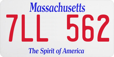 MA license plate 7LL562