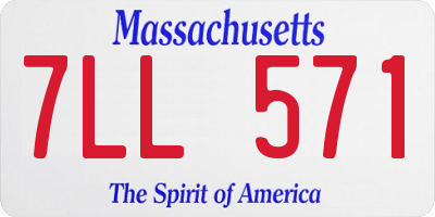 MA license plate 7LL571