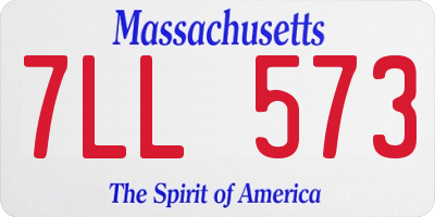 MA license plate 7LL573