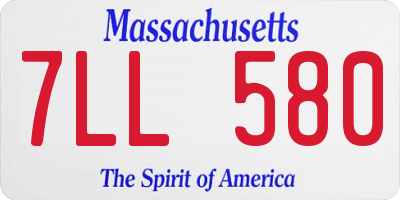 MA license plate 7LL580