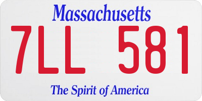 MA license plate 7LL581