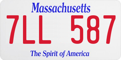 MA license plate 7LL587