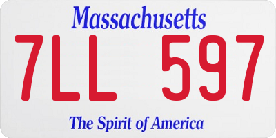 MA license plate 7LL597