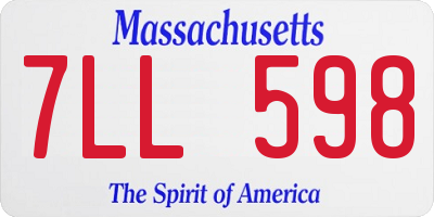 MA license plate 7LL598