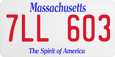 MA license plate 7LL603