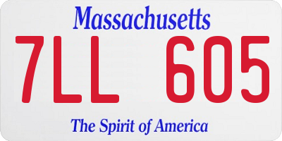 MA license plate 7LL605
