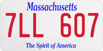 MA license plate 7LL607