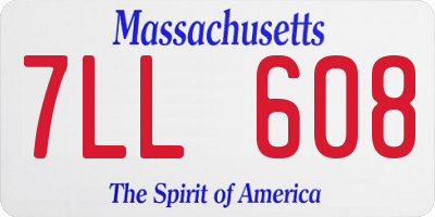 MA license plate 7LL608