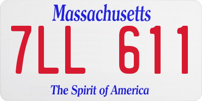 MA license plate 7LL611
