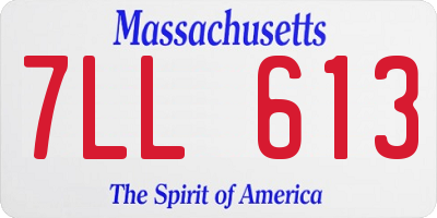 MA license plate 7LL613
