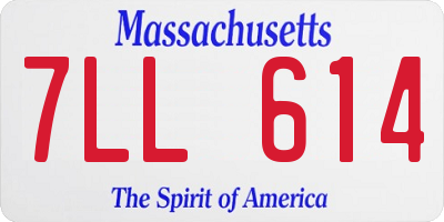 MA license plate 7LL614