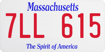 MA license plate 7LL615