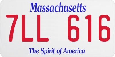 MA license plate 7LL616