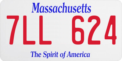 MA license plate 7LL624