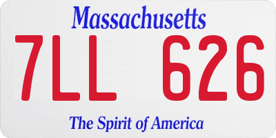 MA license plate 7LL626