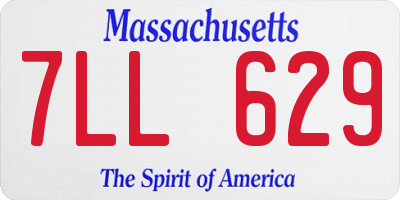 MA license plate 7LL629