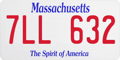 MA license plate 7LL632