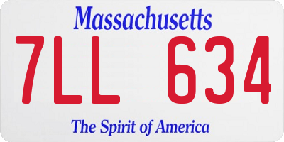 MA license plate 7LL634