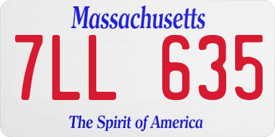 MA license plate 7LL635