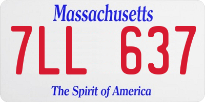 MA license plate 7LL637