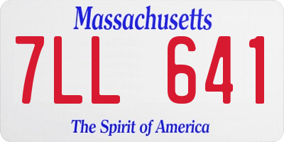 MA license plate 7LL641