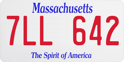 MA license plate 7LL642