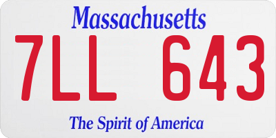 MA license plate 7LL643