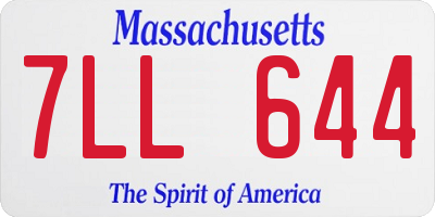 MA license plate 7LL644
