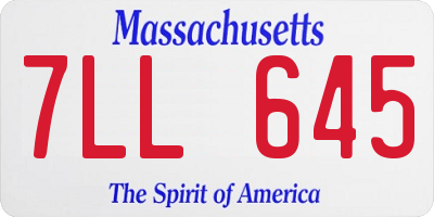 MA license plate 7LL645