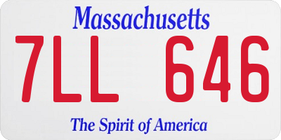 MA license plate 7LL646