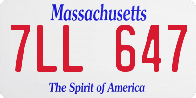 MA license plate 7LL647