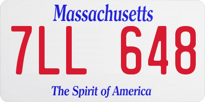 MA license plate 7LL648