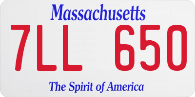 MA license plate 7LL650