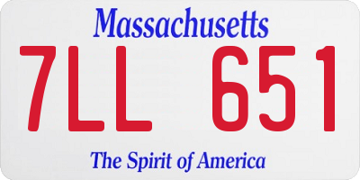 MA license plate 7LL651