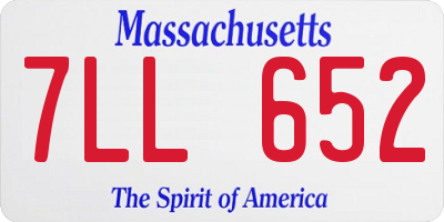 MA license plate 7LL652