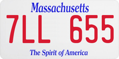 MA license plate 7LL655
