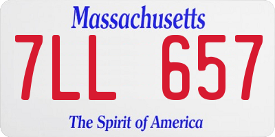 MA license plate 7LL657