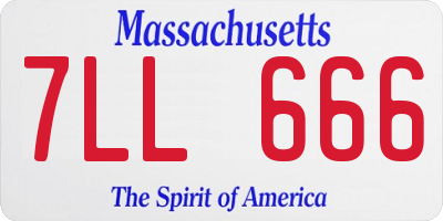 MA license plate 7LL666
