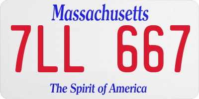 MA license plate 7LL667
