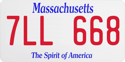 MA license plate 7LL668