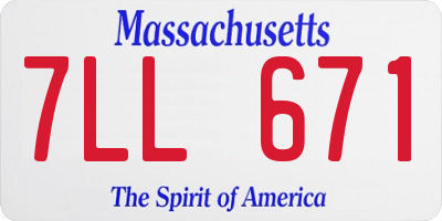 MA license plate 7LL671