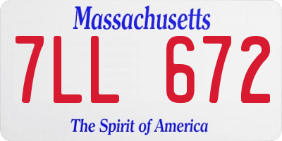 MA license plate 7LL672