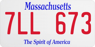 MA license plate 7LL673