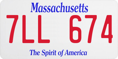 MA license plate 7LL674