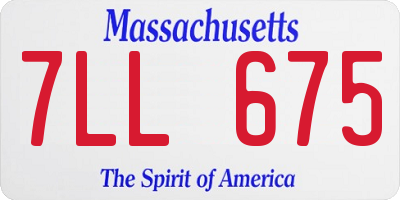 MA license plate 7LL675
